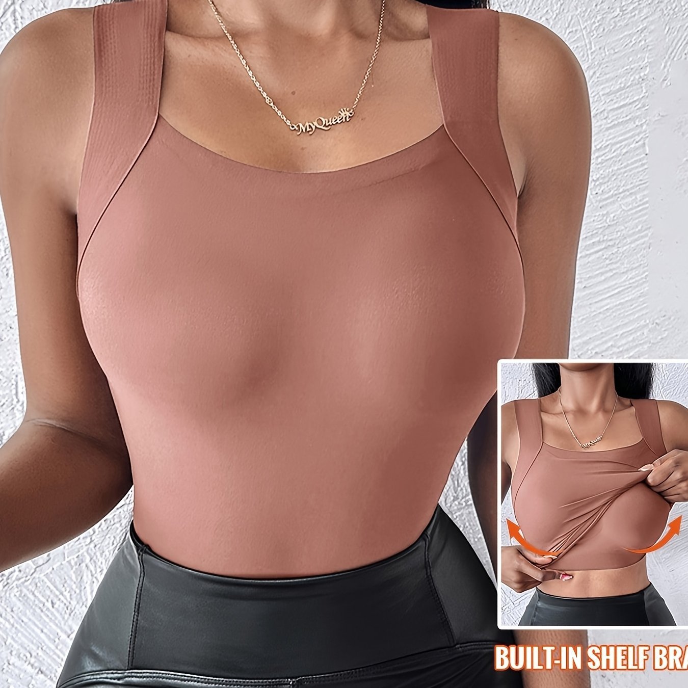 🏆Special Price $24.98!!💐Women's U Neck Tank Tops with Built-In Bra