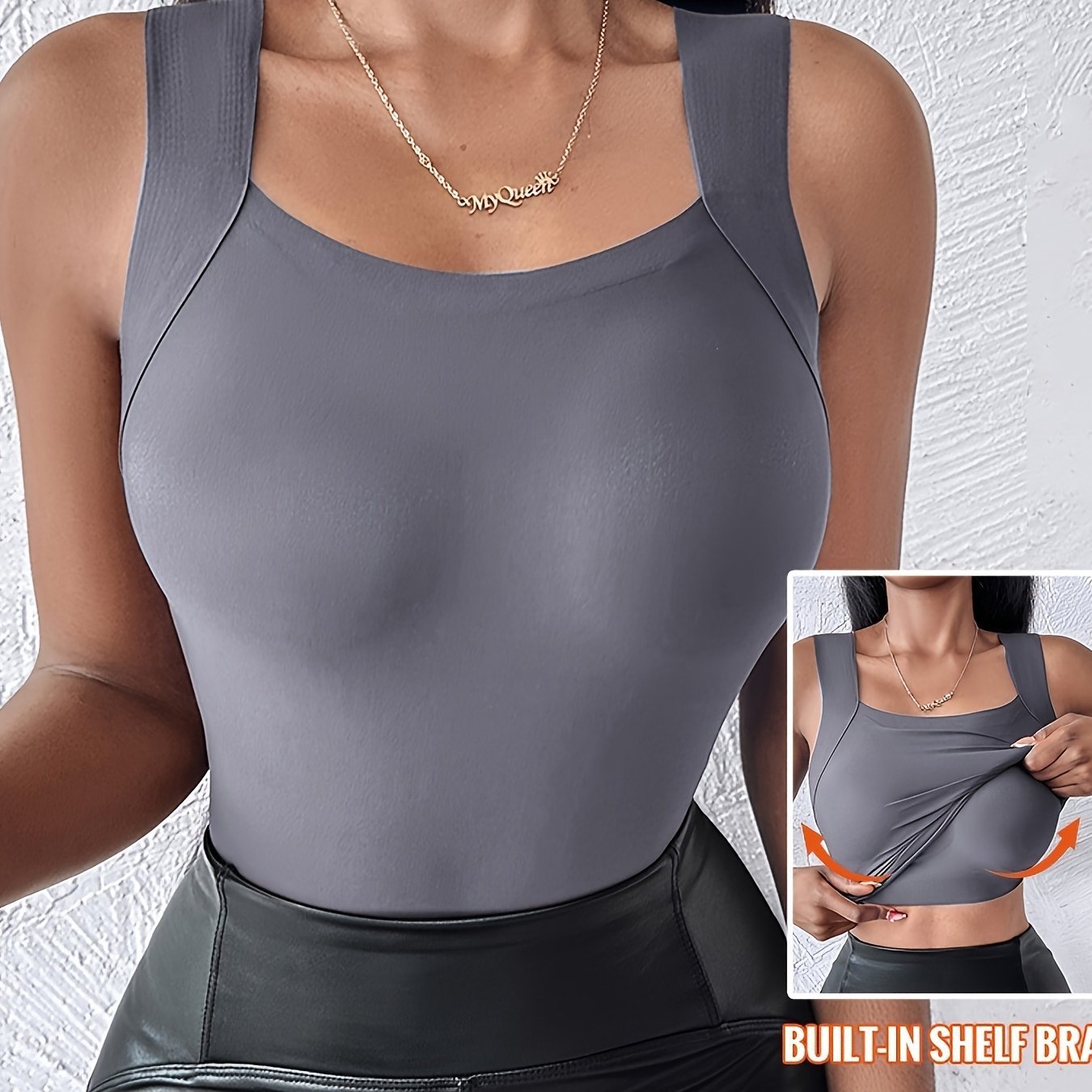 🏆Special Price $24.98!!💐Women's U Neck Tank Tops with Built-In Bra