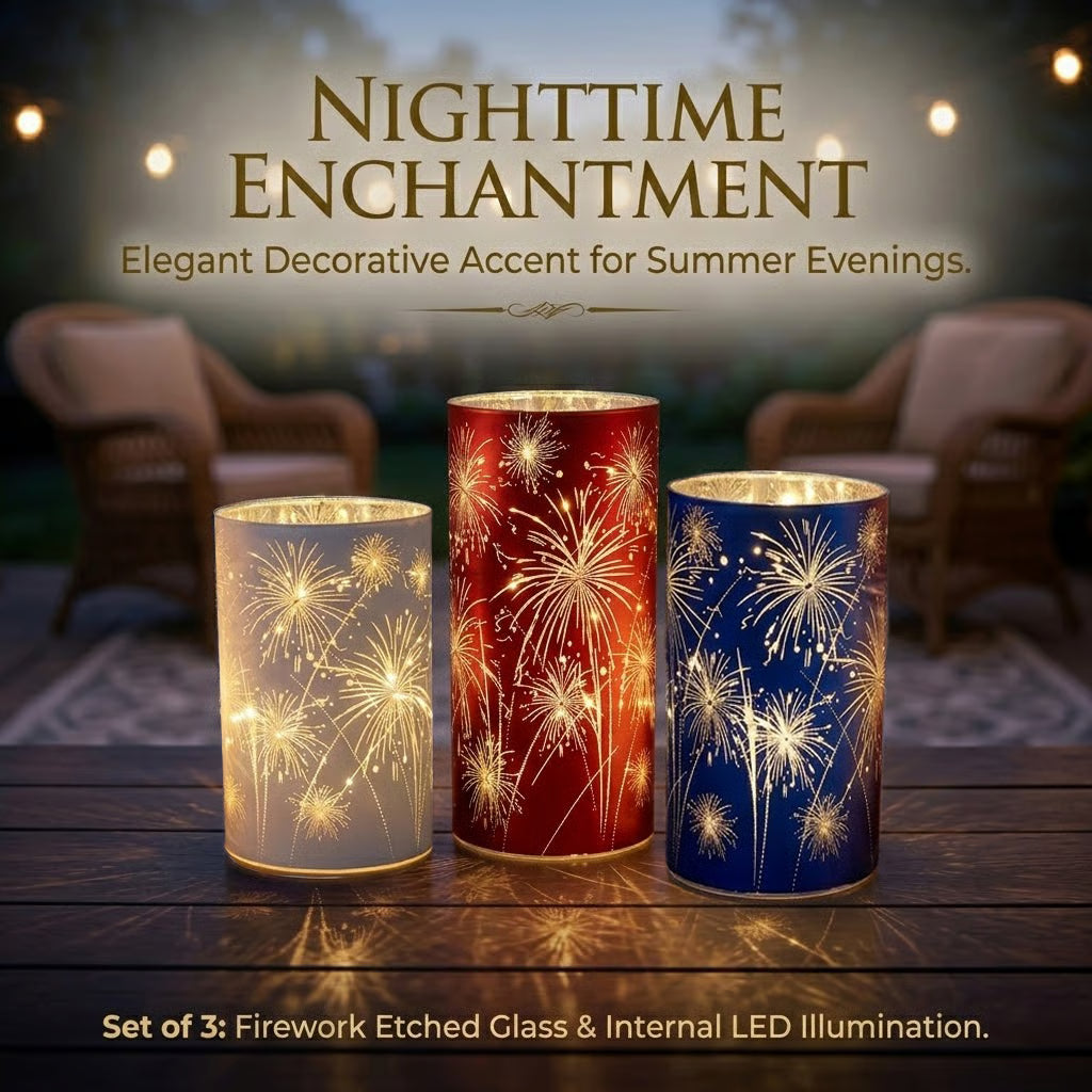 Celebration Firework Lanterns – Premium Patriotic Red. White & Blue Trio