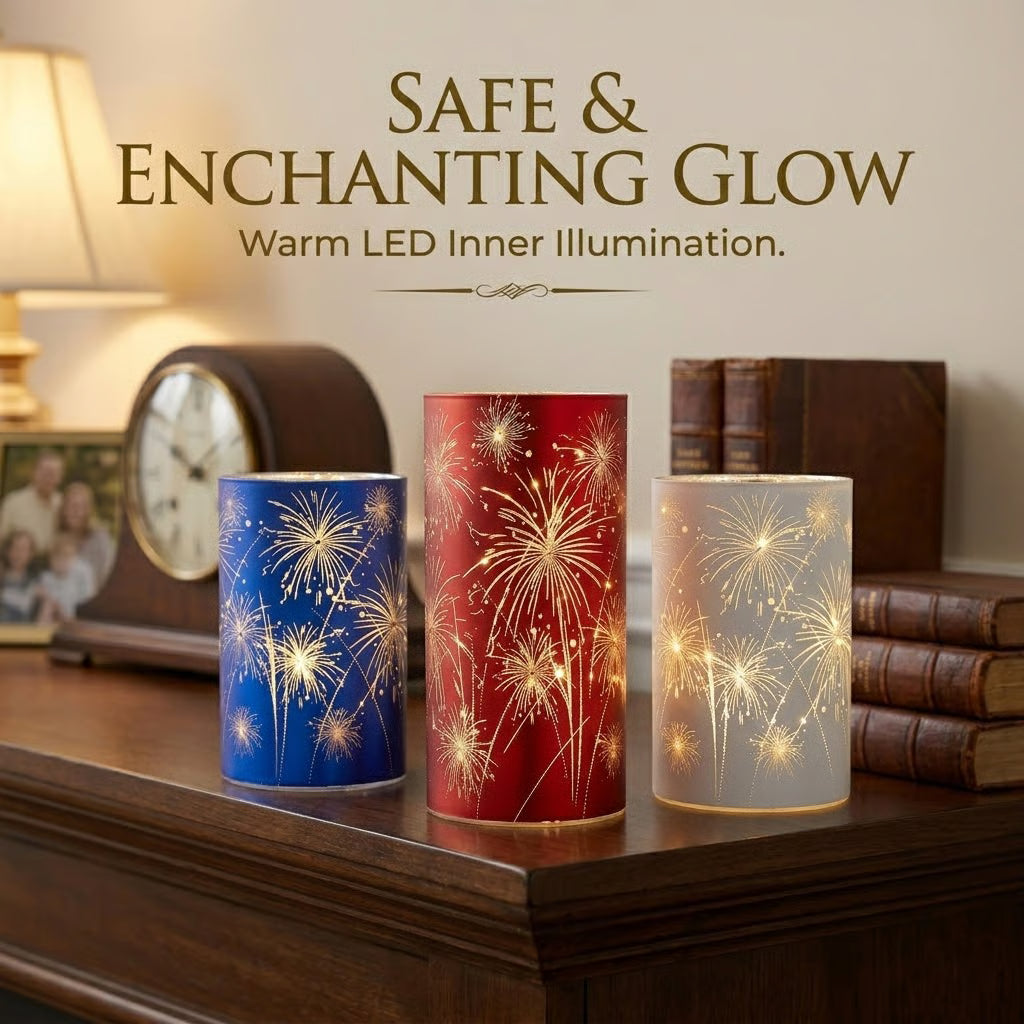 Celebration Firework Lanterns – Premium Patriotic Red. White & Blue Trio